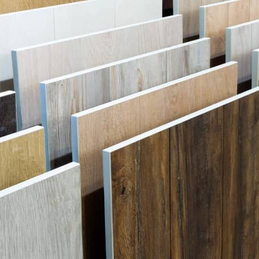 Flooring samples in a showroom display from Marquis Floors in Atlanta, GA